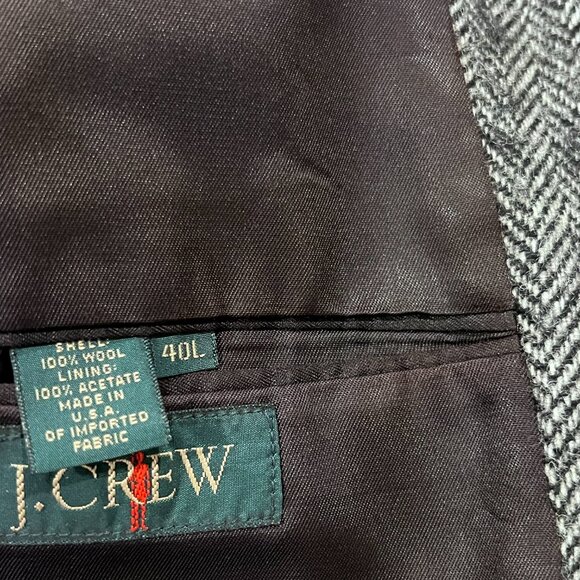 J Crew Men's Wool Herringbone Blazer Jacket, Black, 40L - Picture 5 of 8